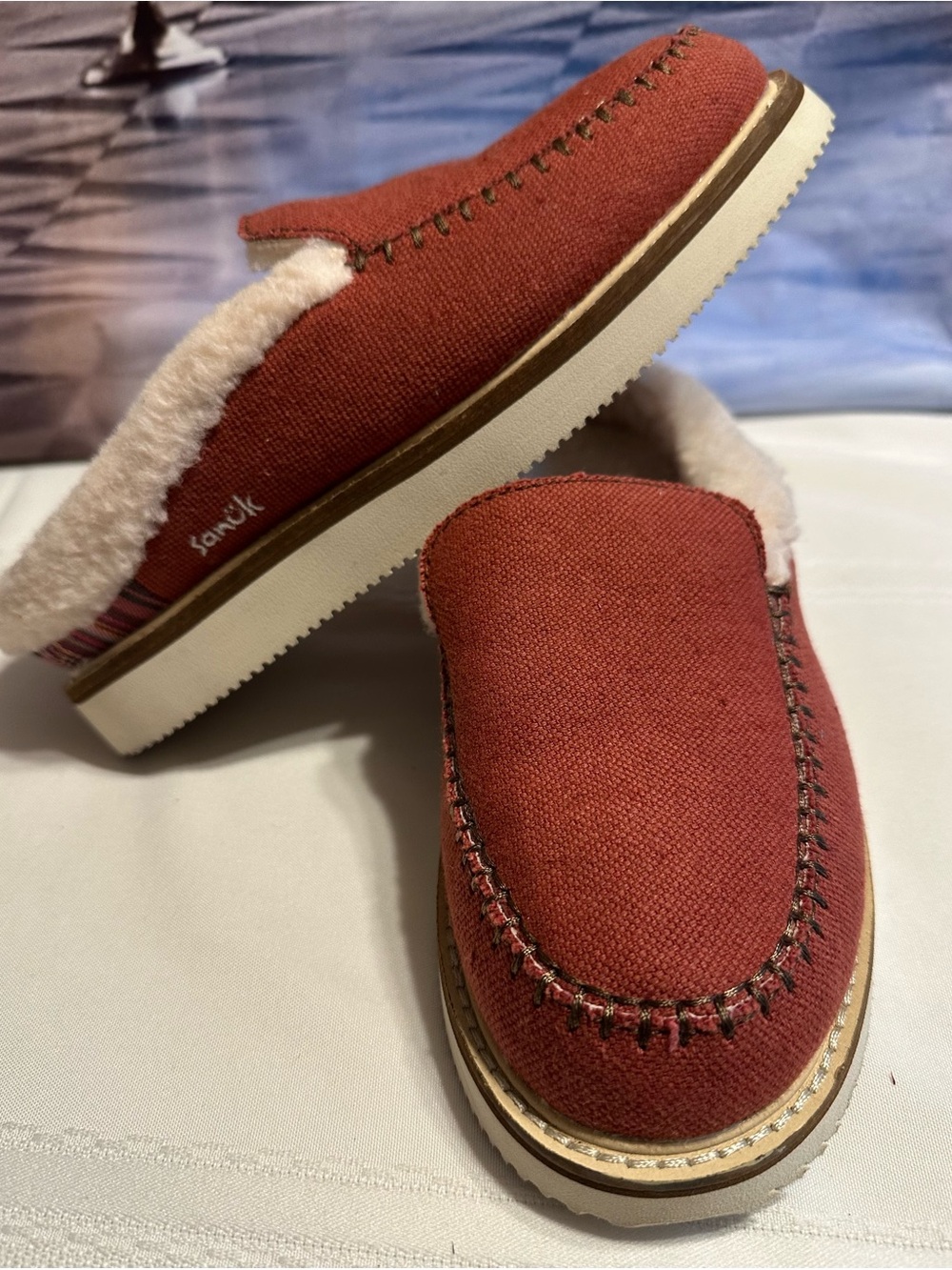 Sanuk Women’s Size 6 Donna Cozy Faux Fur Lined Slip On Shoes Like New